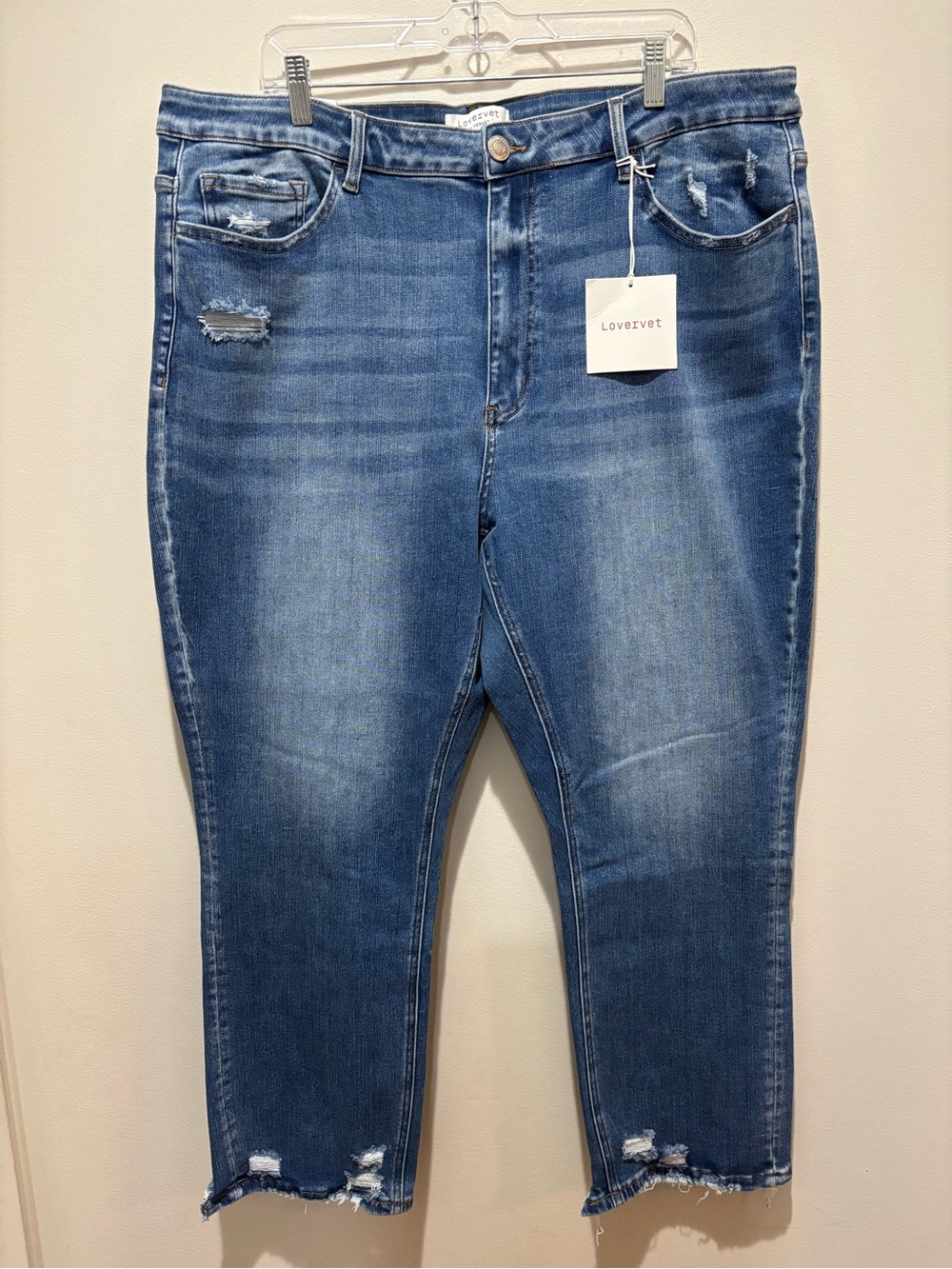 Lovervet by Vervet High Rise Slim Straight Jeans Plus Size 22W Denim NWT Cotton